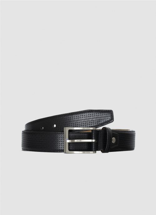 Language Shoes-Men-David Belt-Premium Leather-Black Colour-Belt