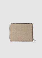 Language Shoes-Men-Gabriel Document Holder-Combination of Fabric/Leather-Beige Colour-Leather Accessories