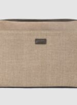 Language Shoes-Men-Gabriel Document Holder-Combination of Fabric/Leather-Beige Colour-Leather Accessories