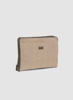 Language Shoes-Men-Gabriel Document Holder-Combination of Fabric/Leather-Beige Colour-Leather Accessories