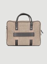 Language Shoes-Men-Damien Laptop Bag-Combination of Fabric/Leather-Beige Colour-Leather Accessories