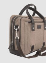 Language Shoes-Men-Damien Laptop Bag-Combination of Fabric/Leather-Beige Colour-Leather Accessories