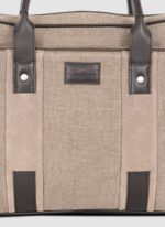 Language Shoes-Men-Damien Laptop Bag-Combination of Fabric/Leather-Beige Colour-Leather Accessories