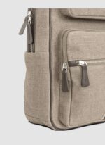 Language Shoes-Men-Rockerfeller Backpack-Combination of Fabric/Leather-Beige Colour-Leather Accessories