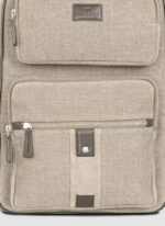 Language Shoes-Men-Rockerfeller Backpack-Combination of Fabric/Leather-Beige Colour-Leather Accessories