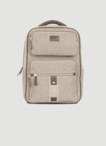 Language Shoes-Men-Rockerfeller Backpack-Combination of Fabric/Leather-Beige Colour-Leather Accessories