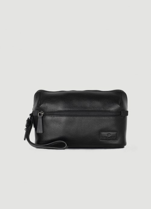 Language Shoes-Men-Venn Wash Bag-Premium Leather-Black Colour-Leather Accessories