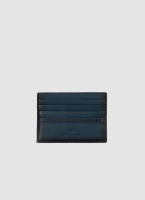 Language Shoes-Men-Raven Laser Card Holder-Premium Leather-Navy Colour-Leather Accessories