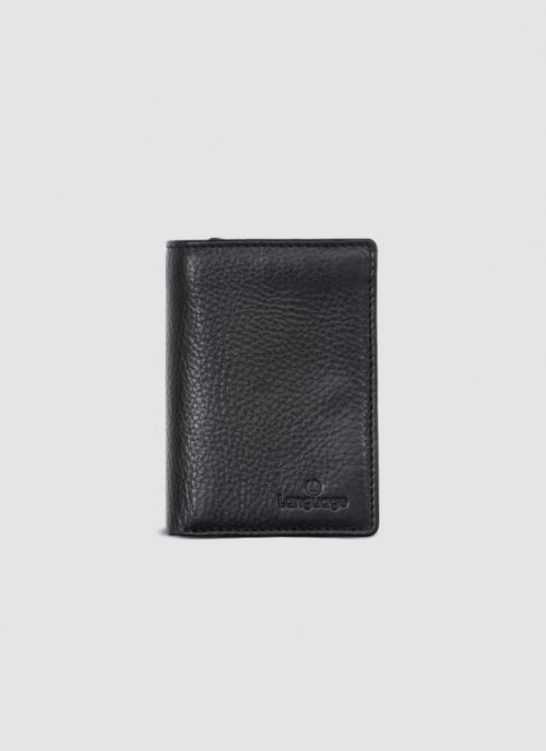 Language Shoes-Men-Henry Coin Trifold Wallet-Premium Leather-Black Colour-Leather Accessories