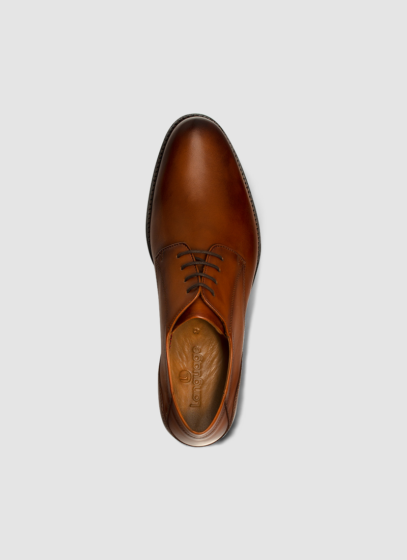 Language Shoes-Men-Rim Derby-Premium Leather-Tan Colour-Formal Shoe