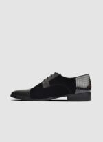 Language Shoes-Men-Reid Derby-Combination of Leather/Fabric-Black Colour-Formal Shoe