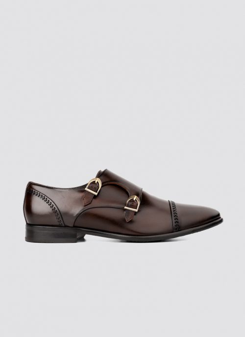 Language Shoes-Men-Amber Monk-Premium Leather-Brown Colour-Formal Shoe
