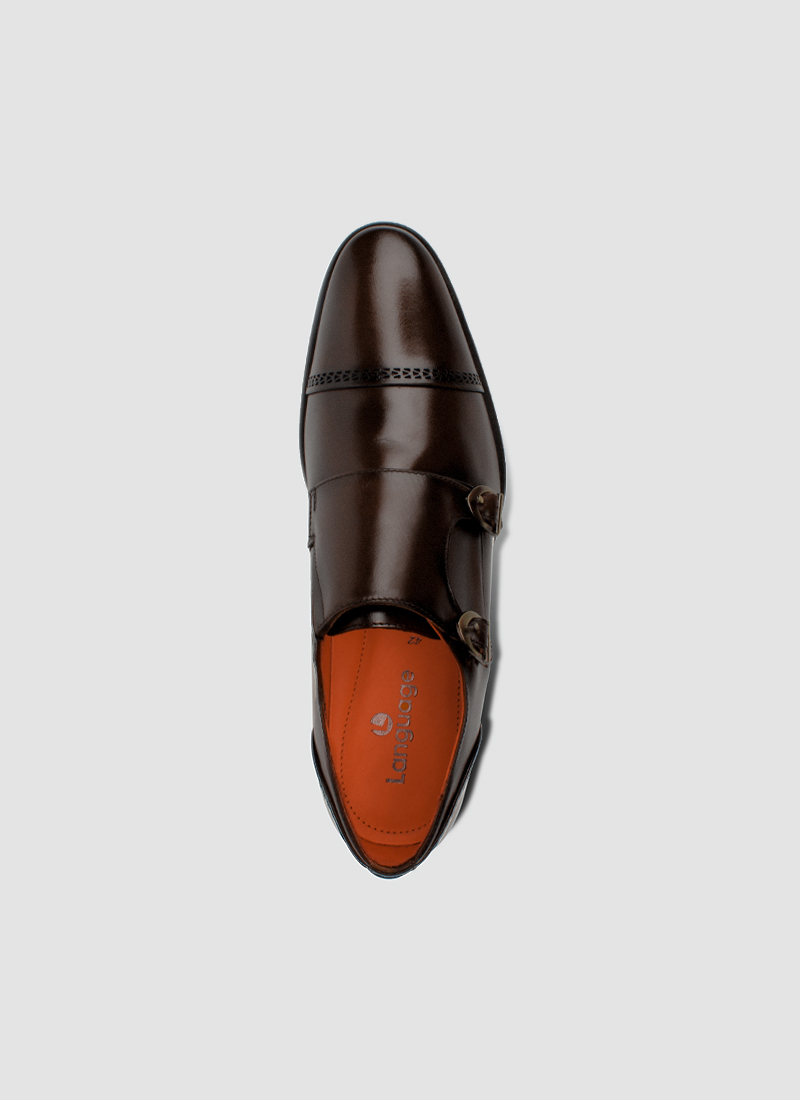 Language Shoes-Men-Amber Monk-Premium Leather-Brown Colour-Formal Shoe