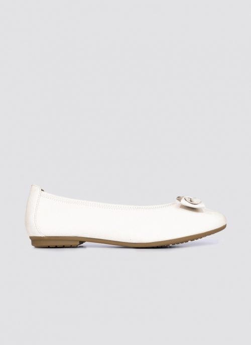 Language Shoes-Women-Calliope Ballerina-Premium Leather-Ecru Colour-Formal Shoe