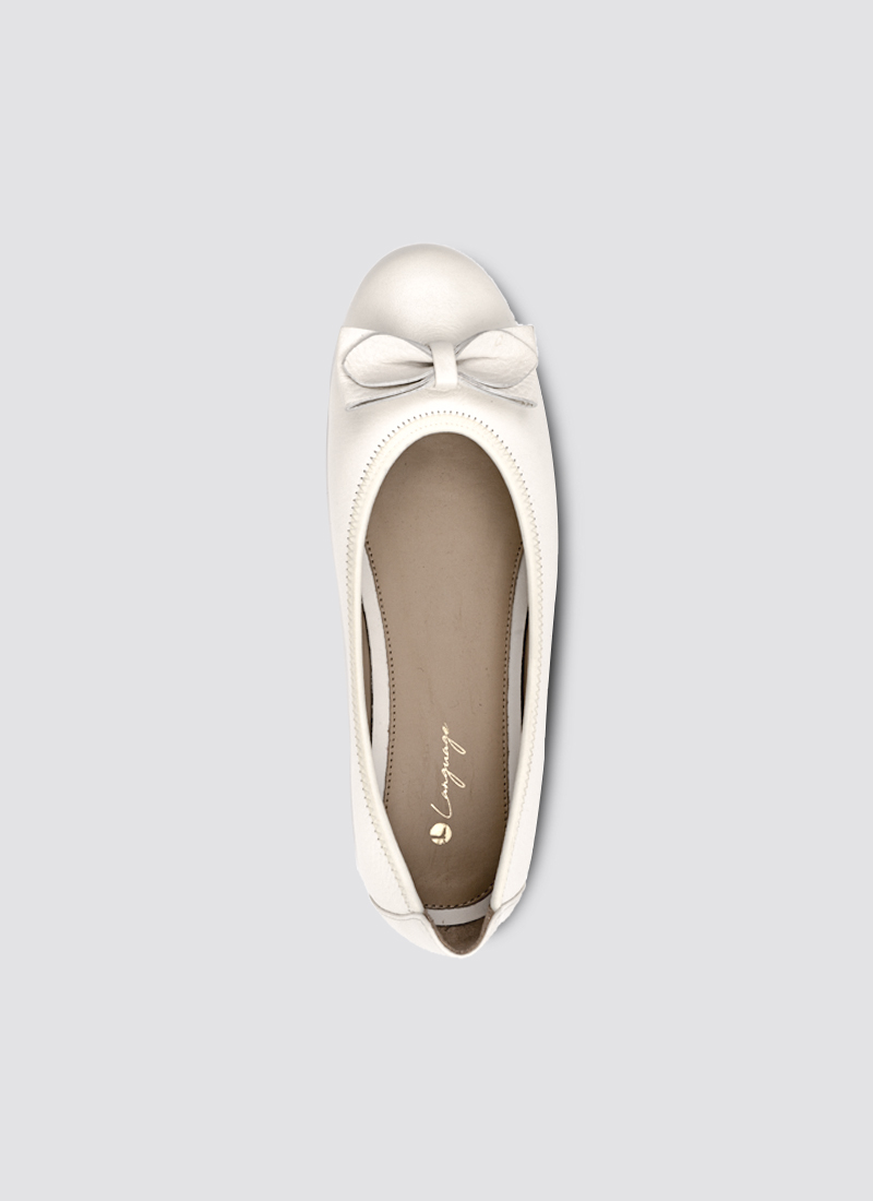 Language Shoes-Women-Calliope Ballerina-Premium Leather-Ecru Colour-Formal Shoe