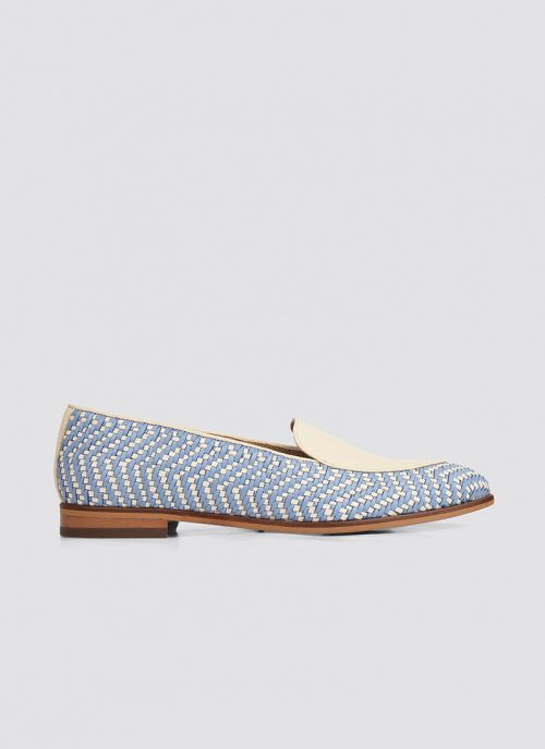 Language Shoes-Women-Maia Loafer-Premium Leather-Blue/Ecru Colour-Formal Shoe