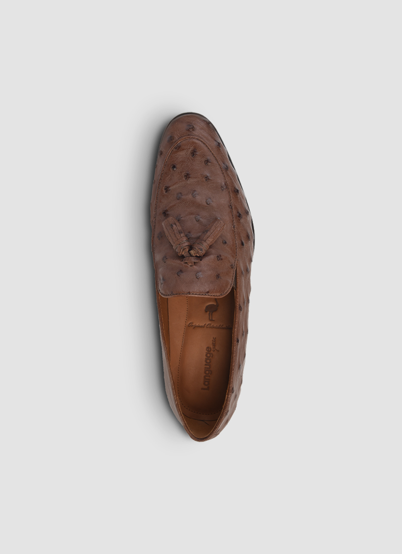 Language Shoes-Men-Crios Loafer-Ostrich Leather-Tan Colour-Formal Shoe