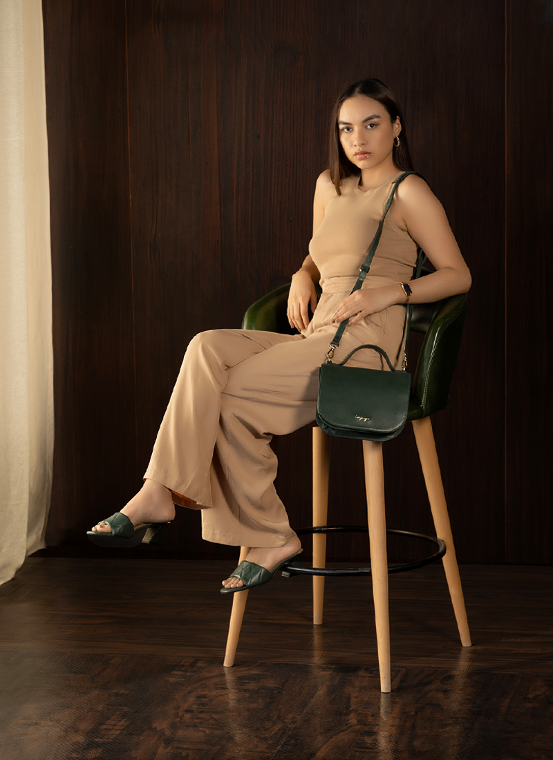 Language Shoes-Women-Amelia-Sandal-Premium Leather-Forest Green-Sandals