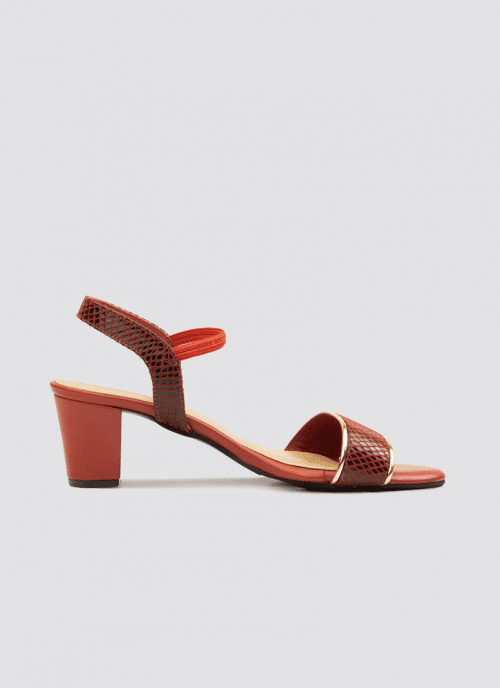Language Shoes-Women-Chloe Block Heel-Premium Leather-Red Colour-Heels-4